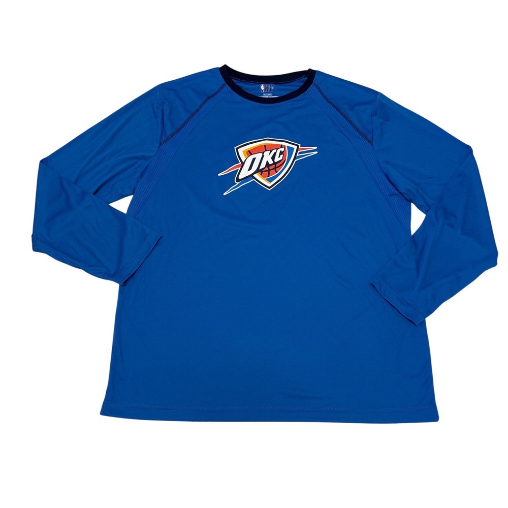 NBA Oklahoma City Thunder OKC Blue Long Sleeve Performance Shirt Mens XL